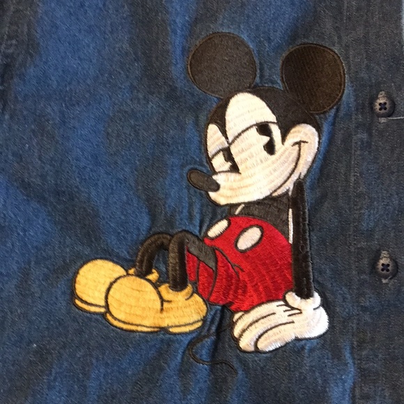 Vintage Disney Embroidered Mickey and Minnie Jean Shirt - Picture 2 of 7